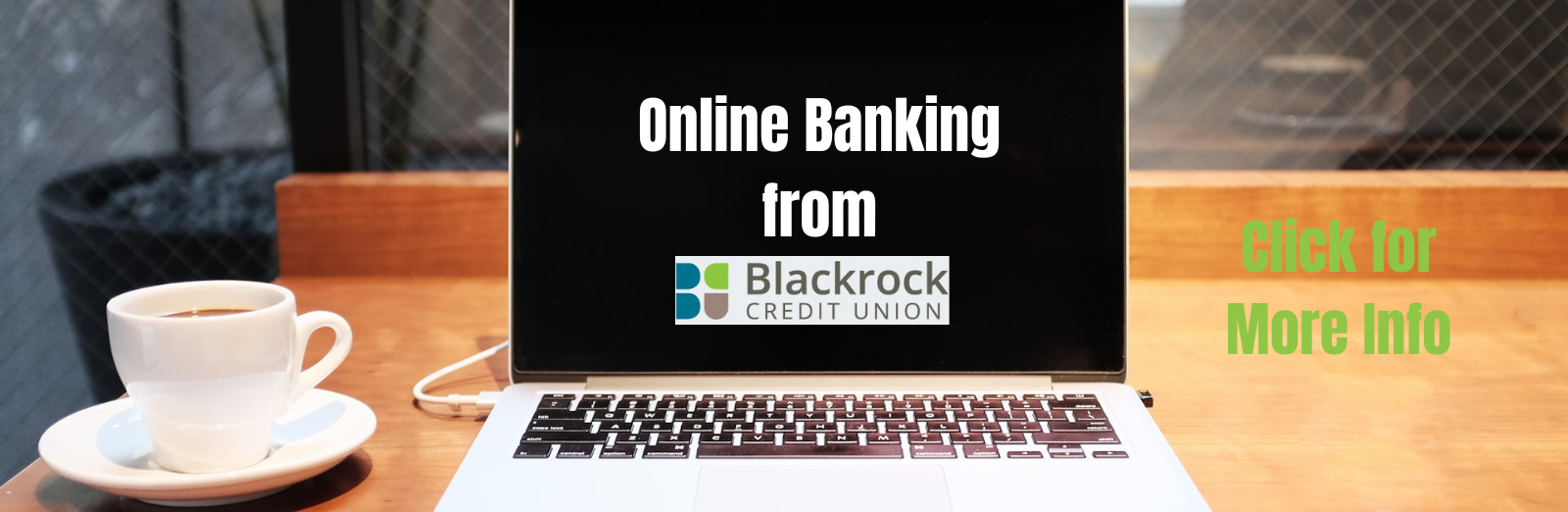 Online Banking image from Blackrock Credit Union showing laptop