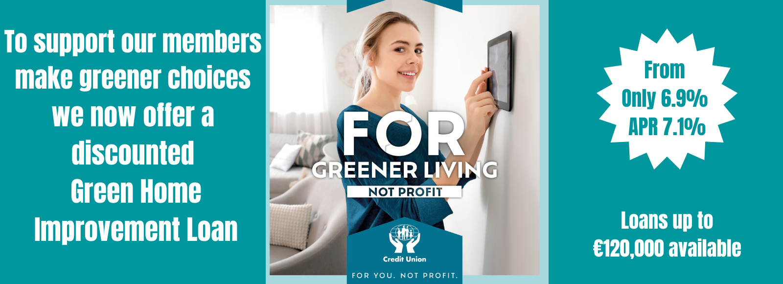 Blackrock Credit Union promoting green home improvement loans featuring girl using power controls on wall