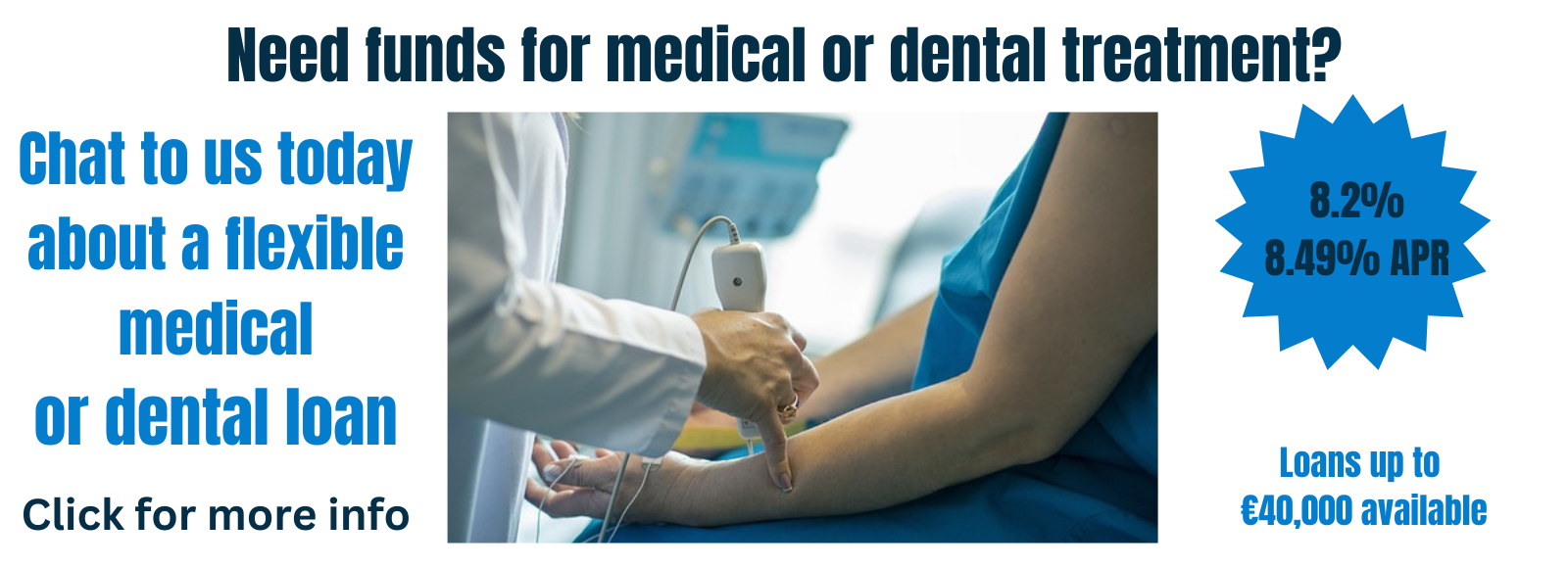 Blackrock Credit Union Medical & Dental loan image showing patient & doctor using medical equipment